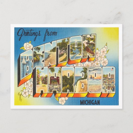 Groeten uit Benton Harbour, Michigan Travel Briefkaart (Voorkant)