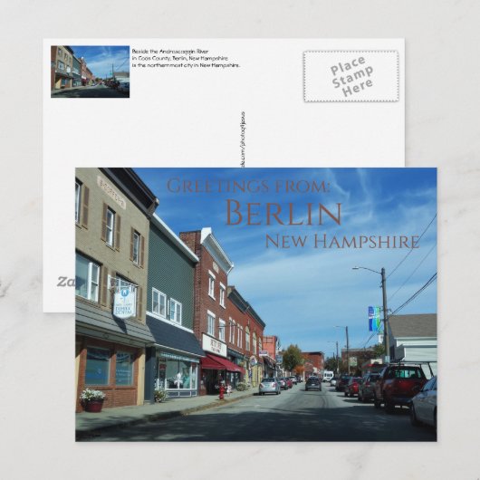 Groeten uit Berlijn New Hampshire Briefkaart (Voorkant / Achterkant)