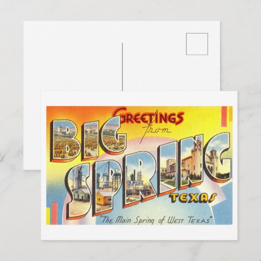 groeten uit Big Spring, Texas Briefkaart (Voorkant / Achterkant)