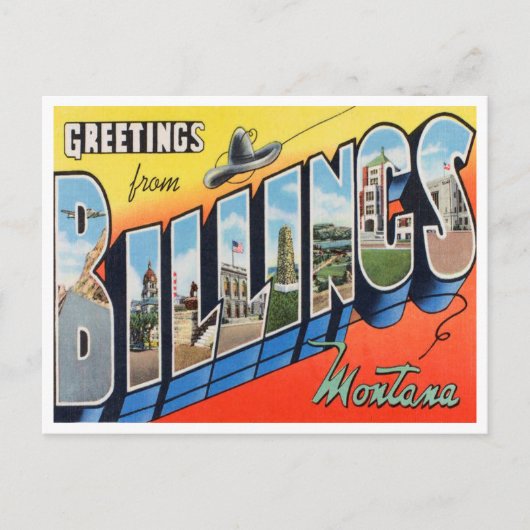 Groeten uit Billings, Montana Vintage Travel Briefkaart (Voorkant)