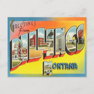 Groeten uit Billings, Montana Vintage Travel Briefkaart
