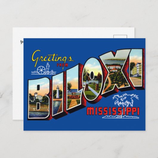  groeten uit Biloxi , Mississippi , reizen Briefkaart (Voorkant / Achterkant)
