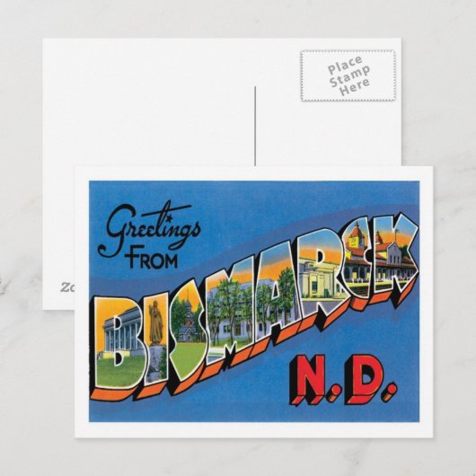 Groeten uit Bismarck North Dakota US City Briefkaart (Voorkant / Achterkant)