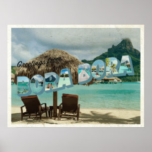 Groeten uit Bora Bora vintage kaart Poster