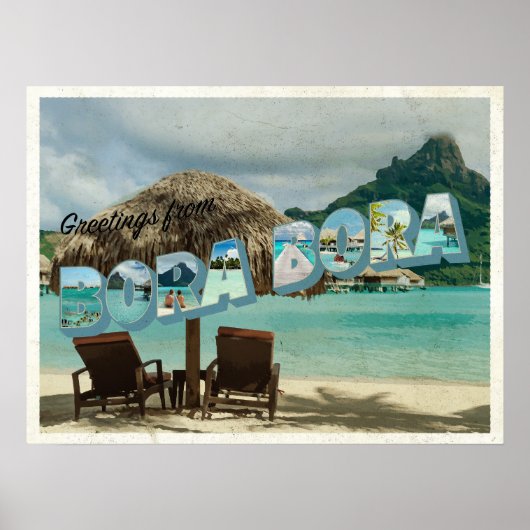 Groeten uit Bora Bora vintage kaart Poster (Voorkant)
