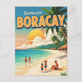 Groeten uit Boracay Filipijnen Retro Briefkaart