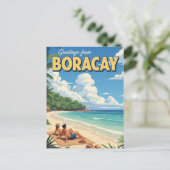 Groeten uit Boracay Filipijnen Vintage Briefkaart (Staand voorkant)