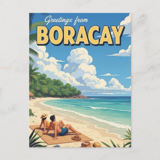 Groeten uit Boracay Filipijnen Vintage Briefkaart (Voorkant)