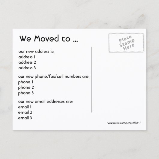  groeten uit Boston, adreswijziging Aankondigingskaart (Achterkant)