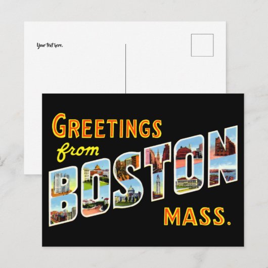 groeten uit Boston Briefkaart (Voorkant / Achterkant)