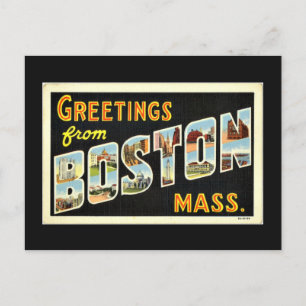 Groeten uit Boston, Mass., vintage,  Briefkaart