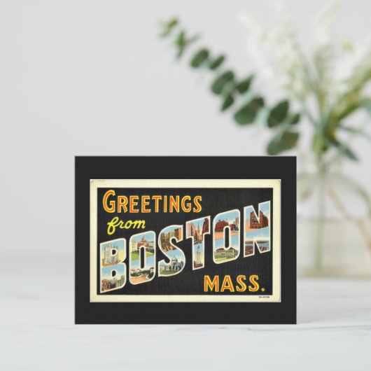 Groeten uit Boston, Mass., vintage,  Briefkaart (Staand voorkant)
