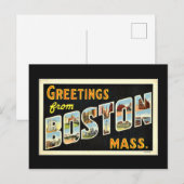 Groeten uit Boston, Mass., vintage,  Briefkaart (Voorkant / Achterkant)