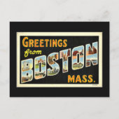 Groeten uit Boston, Mass., vintage,  Briefkaart (Voorkant)