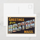  groeten uit Boston, Massachusetts Briefkaart (Voorkant / Achterkant)