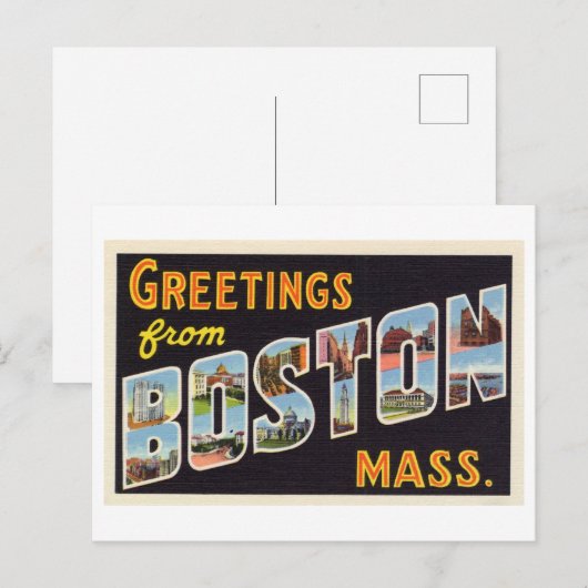  groeten uit Boston, Massachusetts Briefkaart (Voorkant / Achterkant)