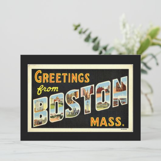 Groeten uit Boston, Massachusetts. Kaart (Staand voorkant)