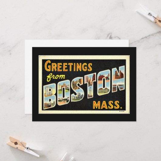 Groeten uit Boston, Massachusetts. Kaart (Voorkant / Achterkant in situ)