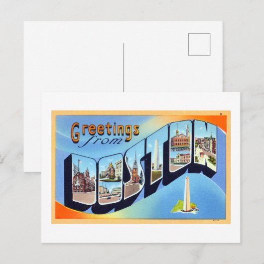  groeten uit Boston Travel poster Briefkaart (Voorkant / Achterkant)