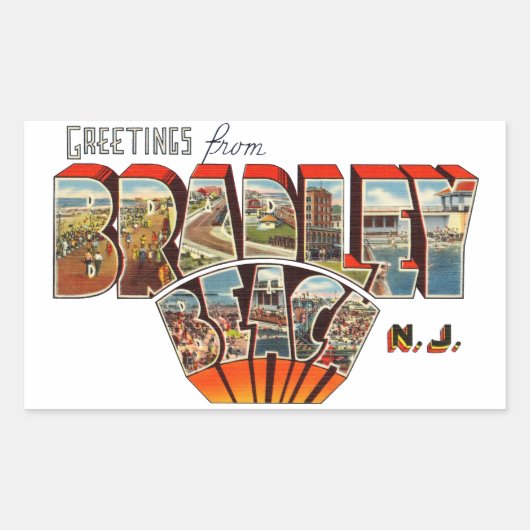 Groeten uit Bradley Beach New Jersey Rechthoekige Sticker (Voorkant)