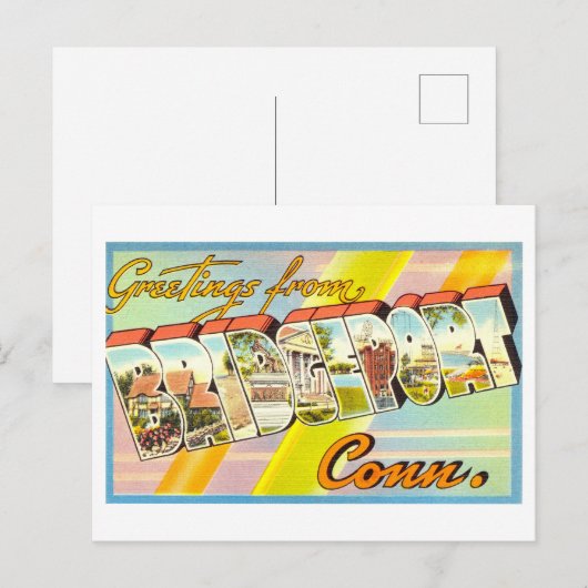  groeten uit Bridgeport, Connecticut Briefkaart (Voorkant / Achterkant)