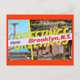 Groeten uit Brooklyn, New York Vintage Briefkaart