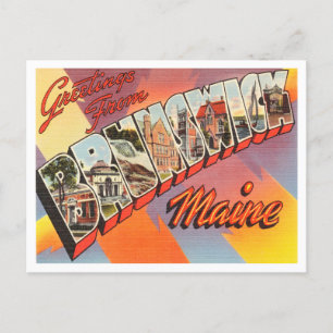 Groeten uit Brunswick, Maine Vintage Travel Briefkaart
