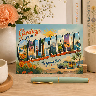 Groeten uit California Retro Briefkaart