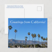 Groeten uit Californië! Briefkaart (Voorkant / Achterkant)
