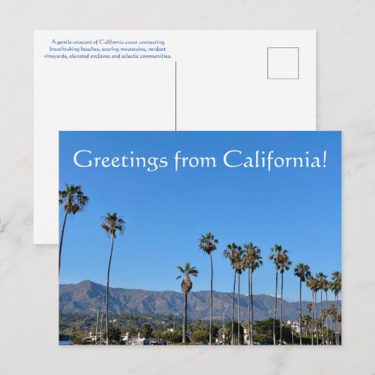 Groeten uit Californië! Briefkaart (Voorkant / Achterkant)