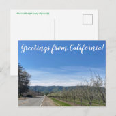Groeten uit Californië: Putah Creek Road Briefkaart (Voorkant / Achterkant)