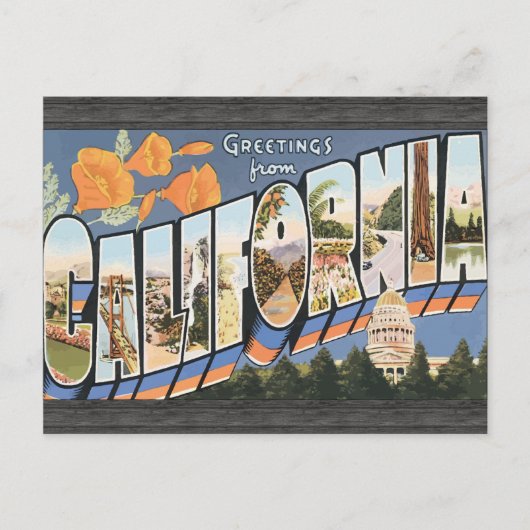Groeten uit Californië, Vintage Briefkaart (Voorkant)
