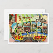 Groeten uit Camden, New Jersey Vintage Travel Briefkaart (Voorkant / Achterkant)