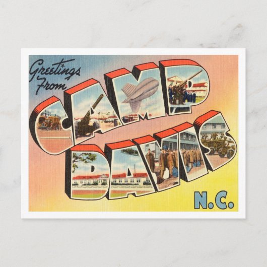 Groeten uit Camp Davis, North Carolina Travel Briefkaart (Voorkant)