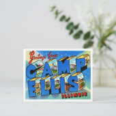 Groeten uit Camp Ellis, Illinois Vintage Travel Briefkaart (Staand voorkant)