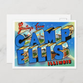 Groeten uit Camp Ellis, Illinois Vintage Travel Briefkaart (Voorkant / Achterkant)