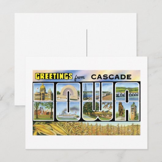 Groeten uit Cascade, Iowa. Briefkaart (Voorkant / Achterkant)