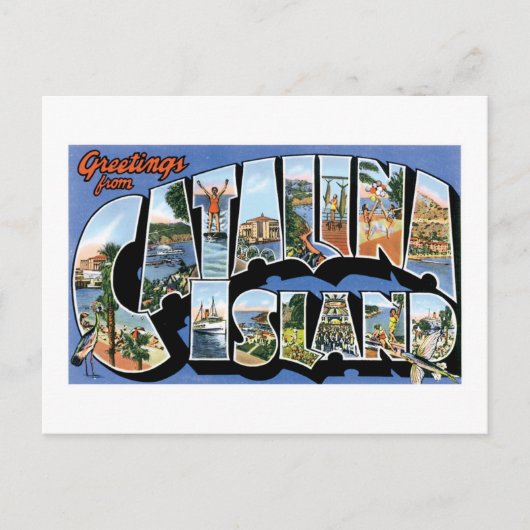 Groeten uit Catalina Island, California Retro Briefkaart (Voorkant)