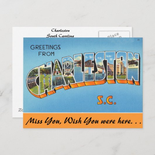 Groeten uit Charleston Briefkaart (Voorkant / Achterkant)