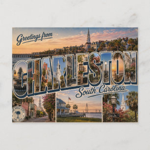 Groeten uit Charleston South Carolina Ansichtkaart Feestdagenkaart