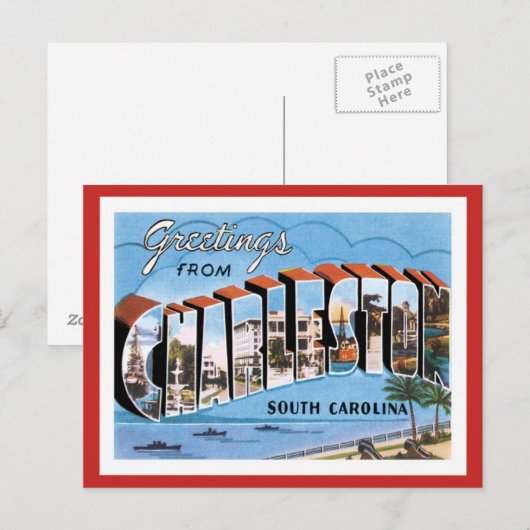 Groeten uit Charleston South Carolina US City Briefkaart (Voorkant / Achterkant)