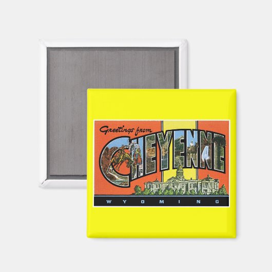 Groeten uit Cheyenne, Wyoming!  Post Kaart Magneet (Voorkant / Achterkant)