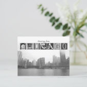 Groeten uit Chicago Black en White Skyline Briefkaart (Staand voorkant)