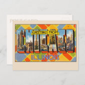 Groeten uit Chicago, Illinois Colorful  Briefkaart (Voorkant / Achterkant)