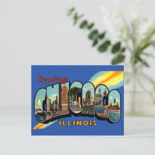  groeten uit Chicago, Illinois Travel Briefkaart (Staand voorkant)