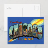  groeten uit Chicago, Illinois Travel Briefkaart (Voorkant / Achterkant)