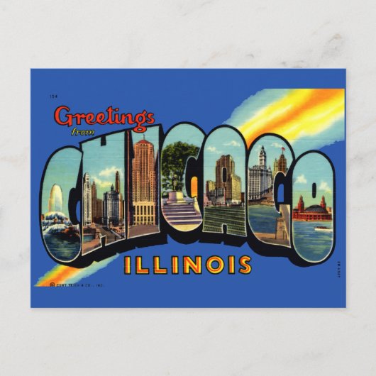  groeten uit Chicago, Illinois Travel Briefkaart (Voorkant)