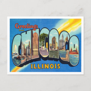 Groeten uit Chicago, Illinois Vintage Travel Briefkaart