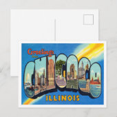 Groeten uit Chicago, Illinois Vintage Travel Briefkaart (Voorkant / Achterkant)