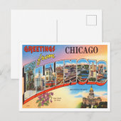 Groeten uit Chicago, Illinois Vintage Travel Briefkaart (Voorkant / Achterkant)